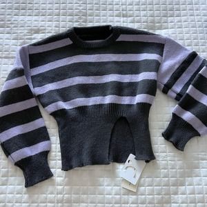 NWT REVOLVE & ANTHROPOLOGIE lovers COMMENSE lavender & gray cropped sweater S